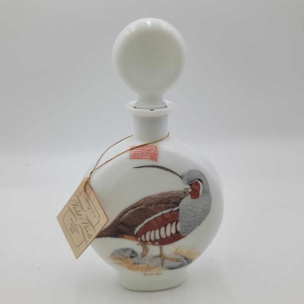 Vintage 1969 Field Birds Mountain Quail Milk Glass Decanter Edition No 4 Dant